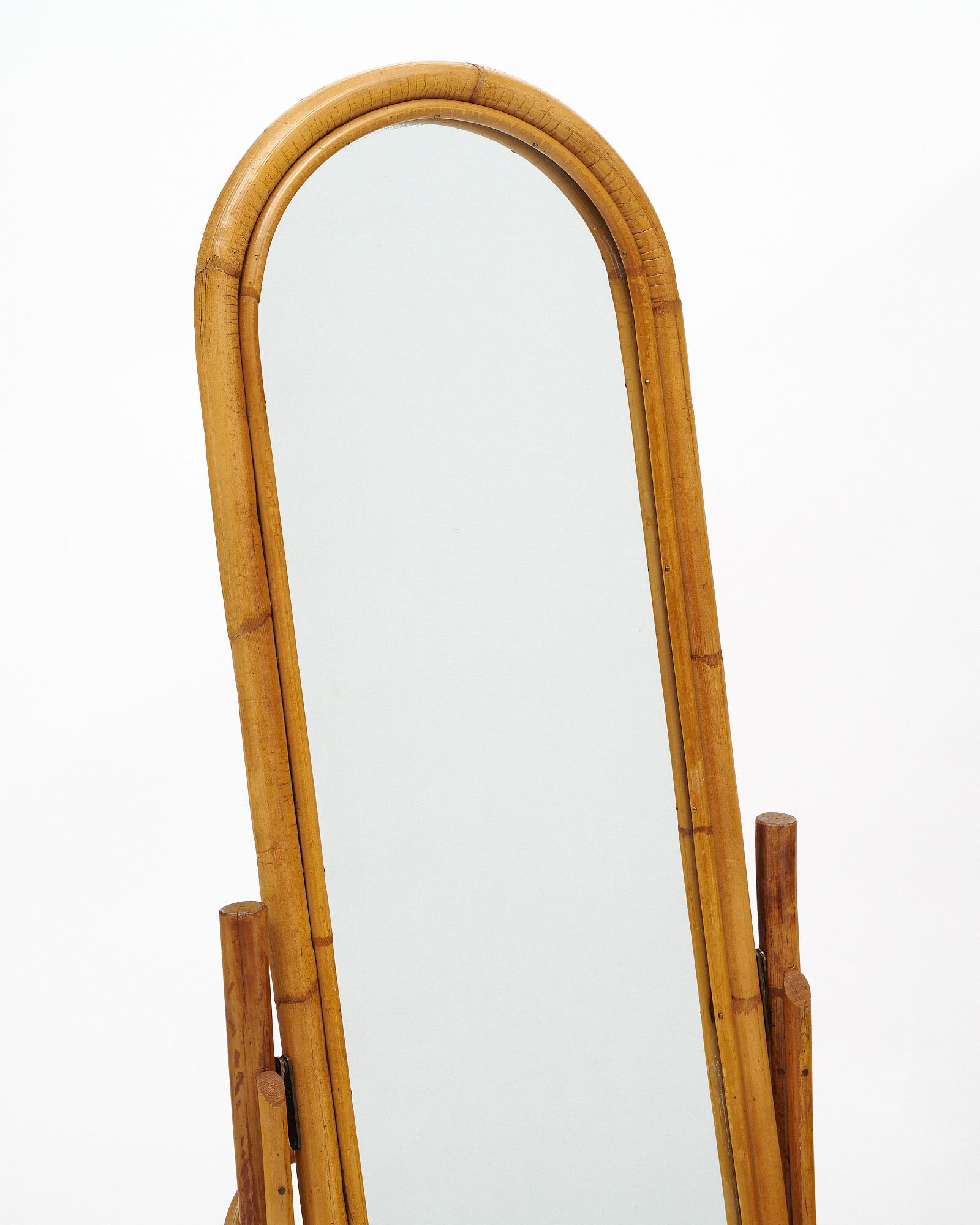 French Vintage Bamboo Mirror In Good Condition For Sale In Austin, TX