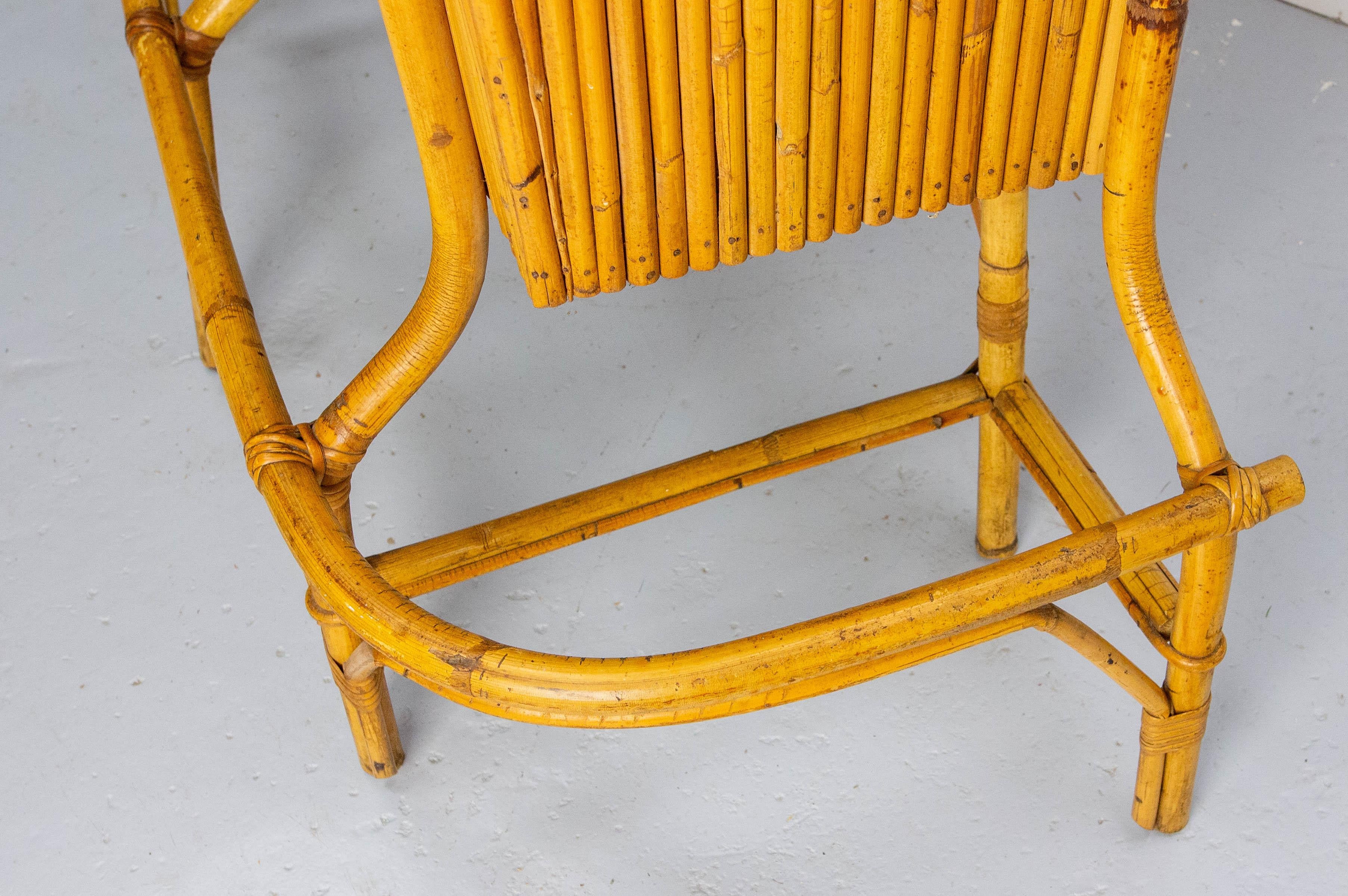 French Vintage Bar Cocktail Furniture Rattan & Faience Tiles Mid-Century For Sale 2