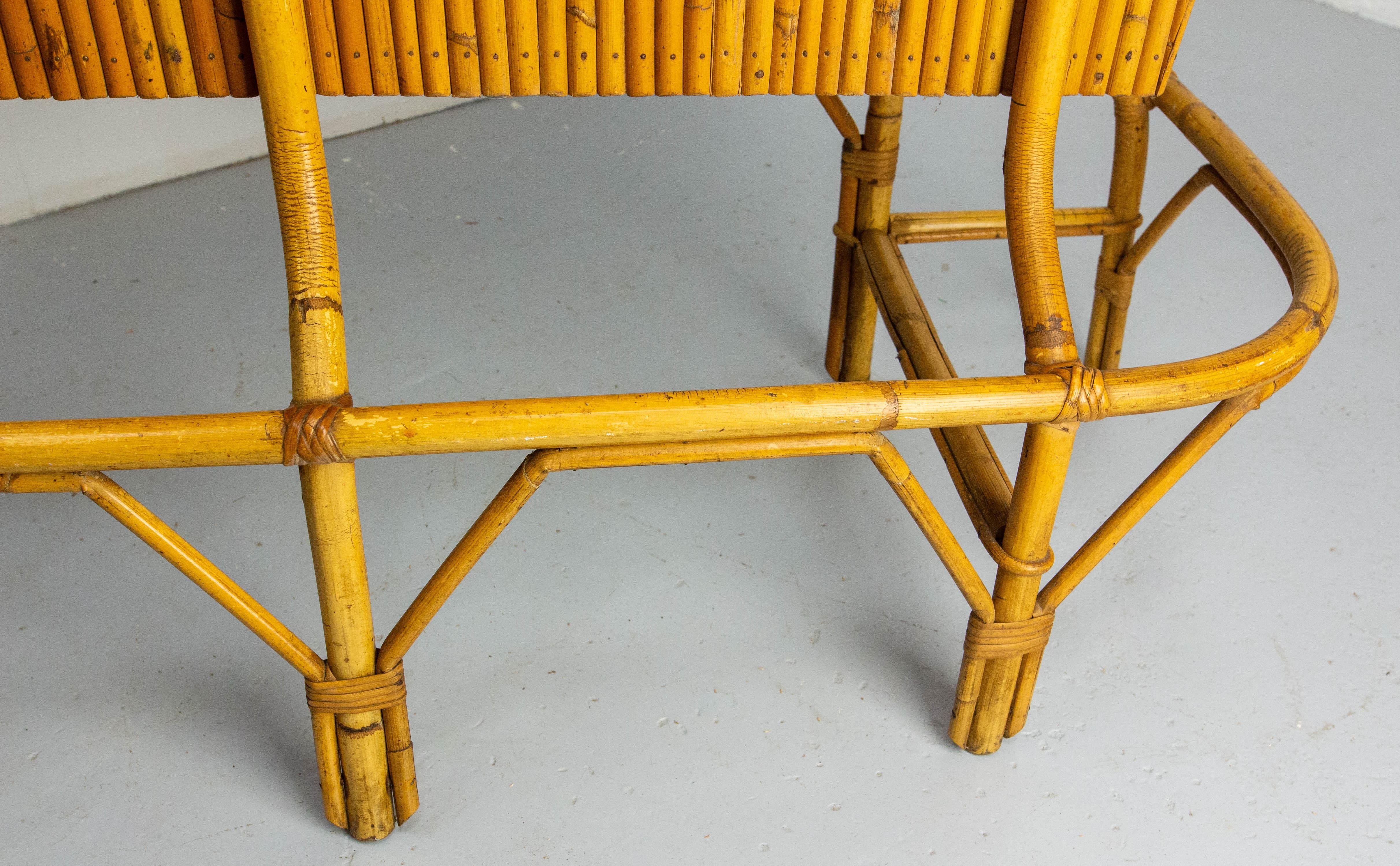 French Vintage Bar Cocktail Furniture Rattan & Faience Tiles Mid-Century For Sale 3