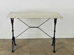 French Vintage Bistro Table with Marble Top
