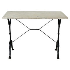 Tavolo da bistrot vintage francese con piano in marmo