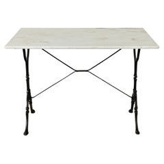 French Vintage Bistro Table with Marble Top