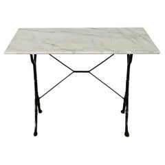 French Vintage Bistro Table with Marble Top