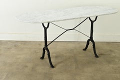 French Vintage Bistro Table with Oblong Marble Top