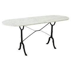 French Vintage Bistro Table with Oblong Marble Top