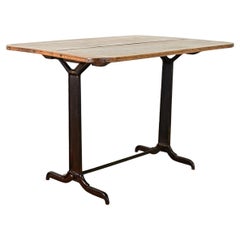 Table de bar vintage française avec plateau en bois