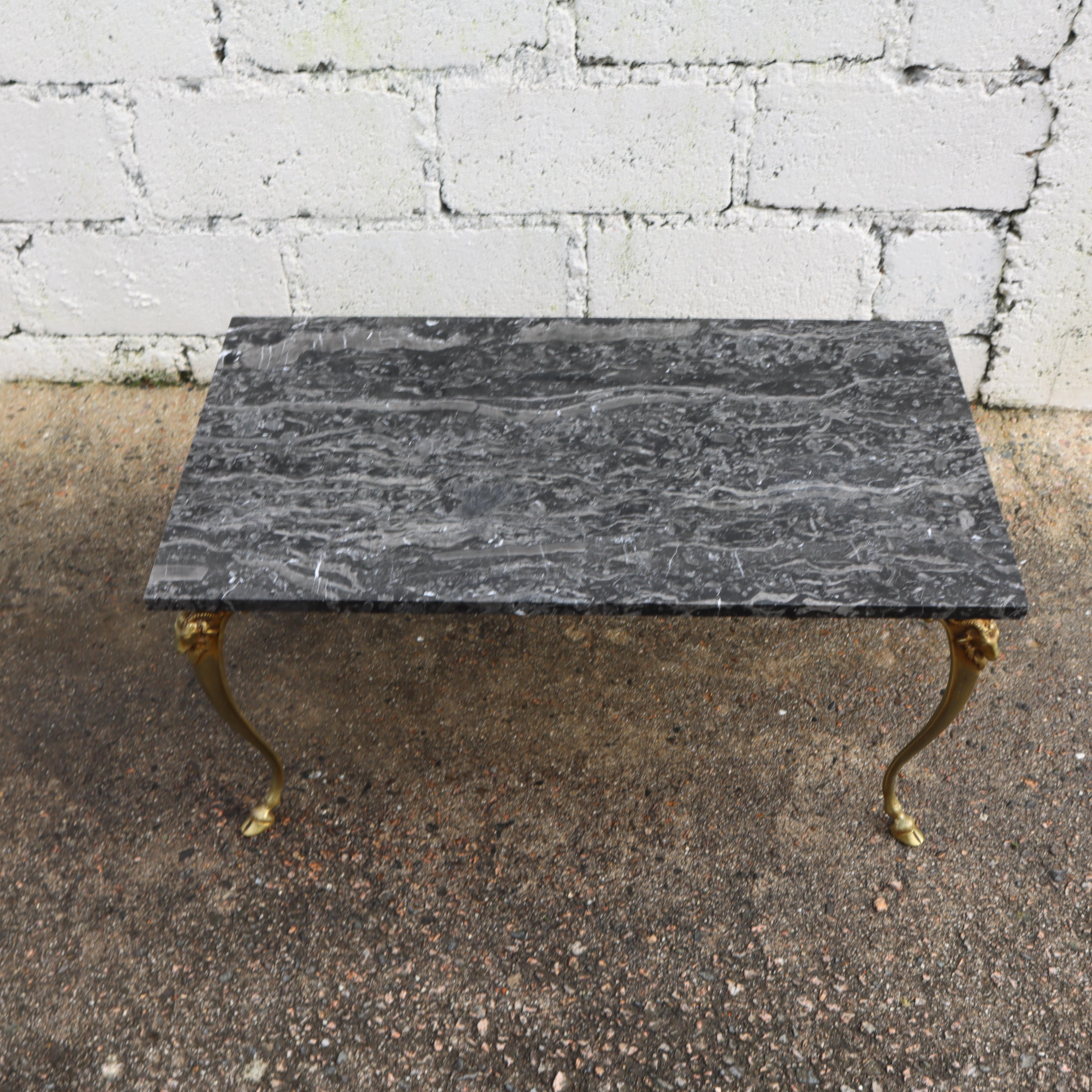 French Vintage Black Marble Bronze Coffee Table-Cocktail Table-Style LouisXV-60s 4