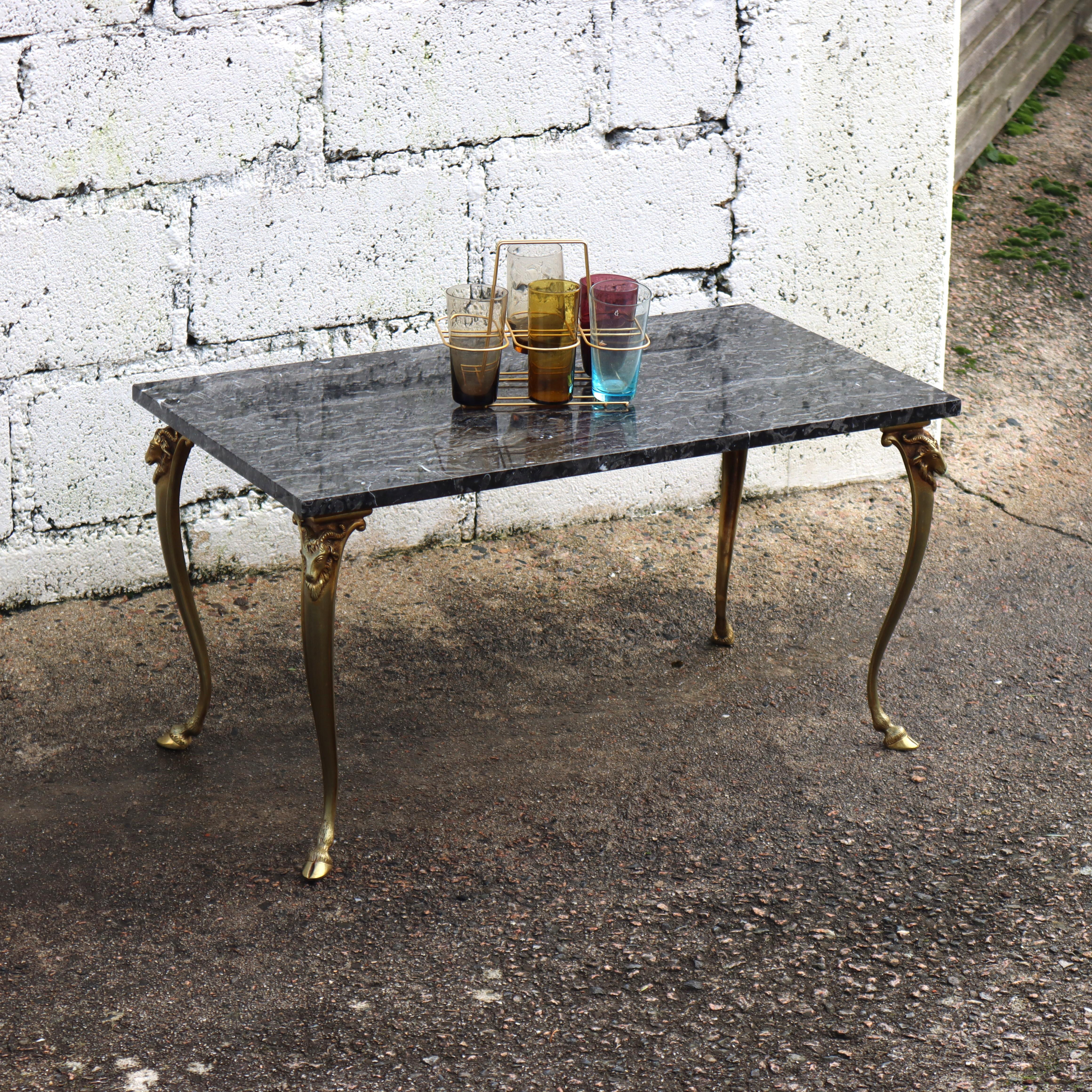 French Vintage Black Marble Bronze Coffee Table-Cocktail Table-Style LouisXV-60s 5