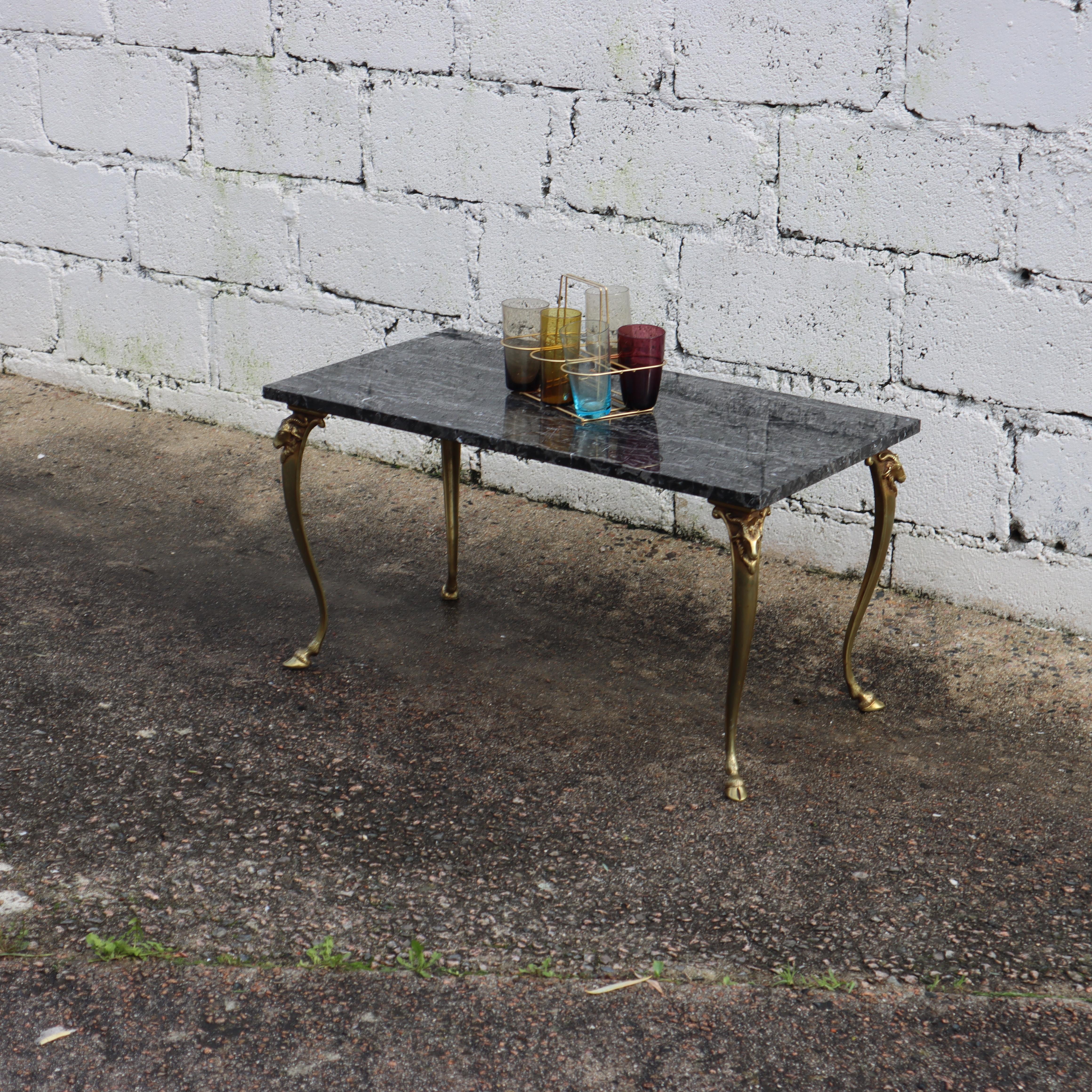 French Vintage Black Marble Bronze Coffee Table-Cocktail Table-Style LouisXV-60s In Good Condition In Bussiere Dunoise, Nouvel Aquitaine