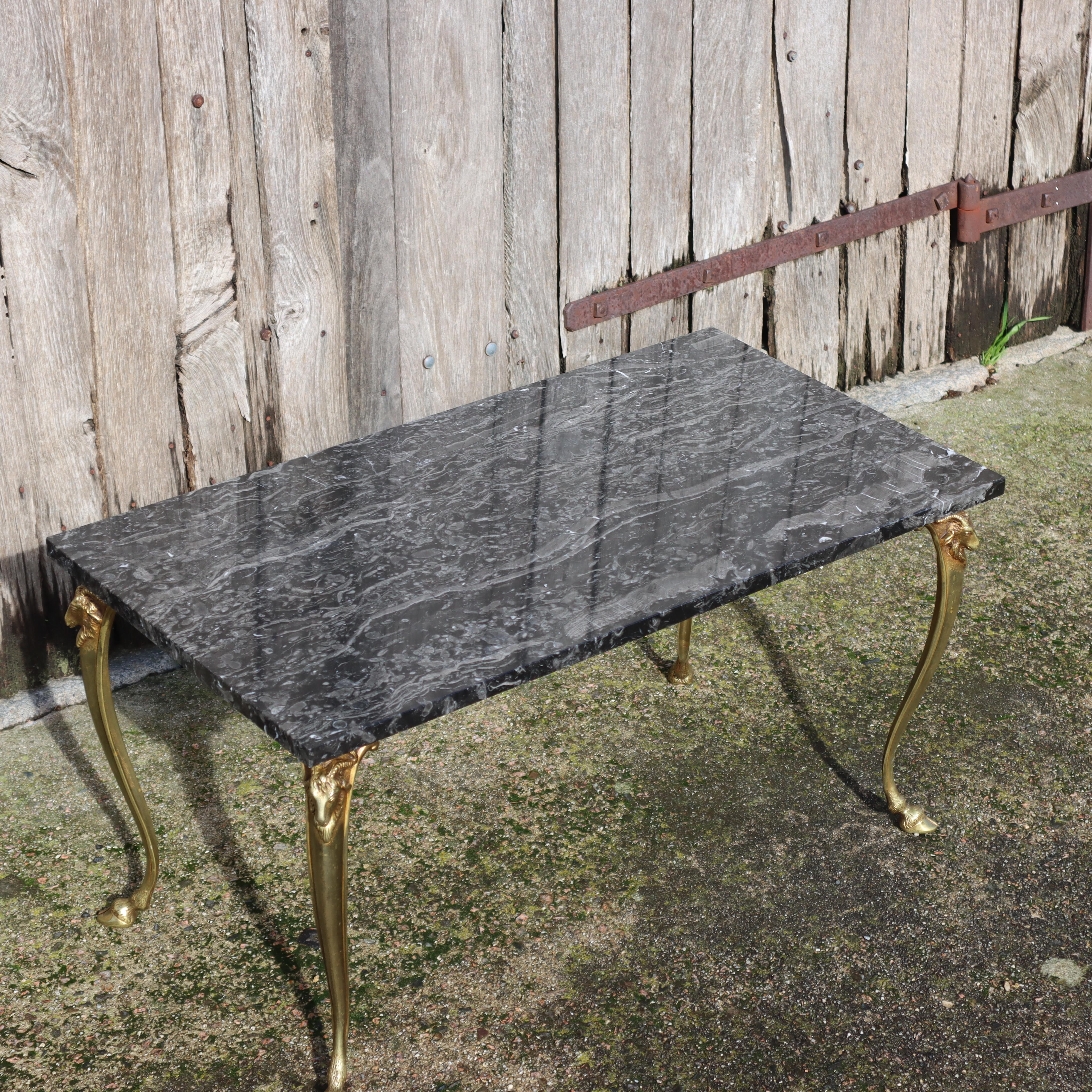 French Vintage Black Marble Bronze Coffee Table-Cocktail Table-Style LouisXV-60s 2