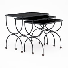 French Vintage Black Nesting Tables