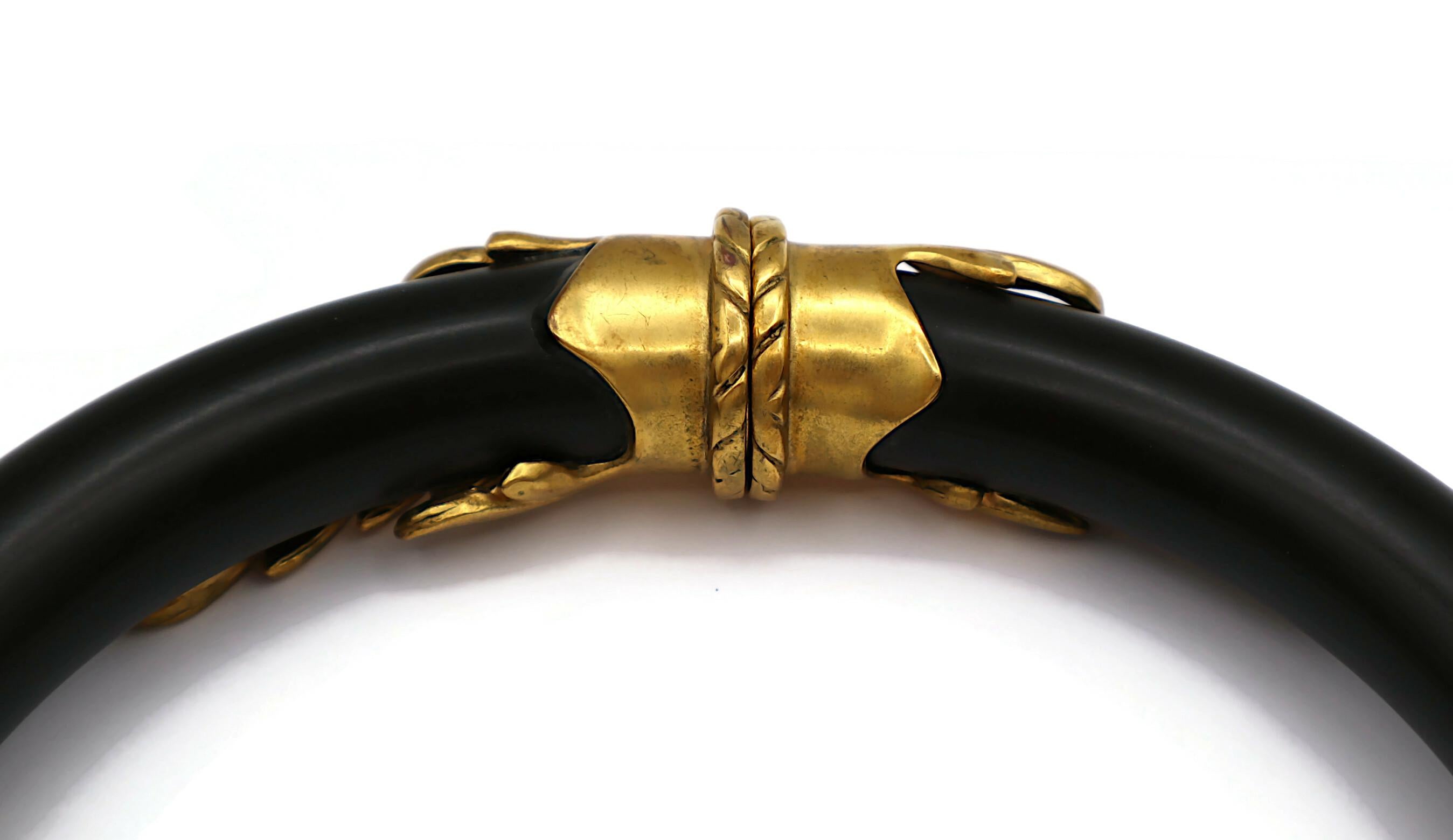 French Vintage Black Resin Gold Tone Choker Necklace For Sale 7