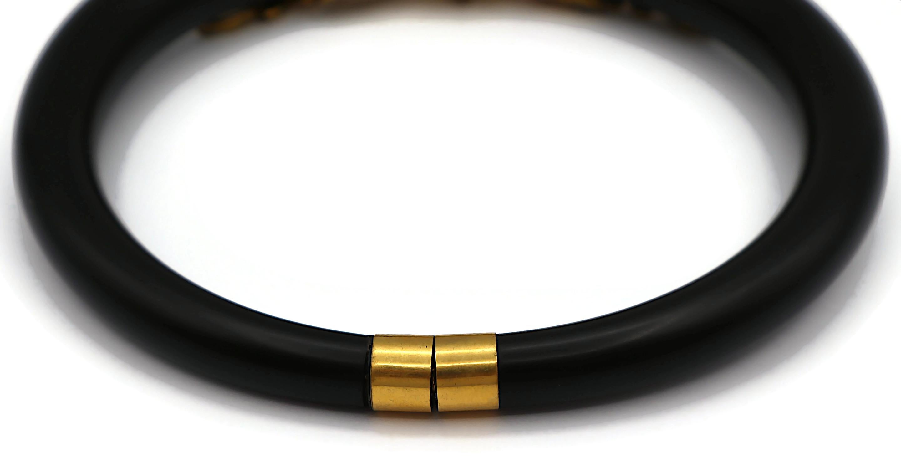 French Vintage Black Resin Gold Tone Choker Necklace For Sale 8