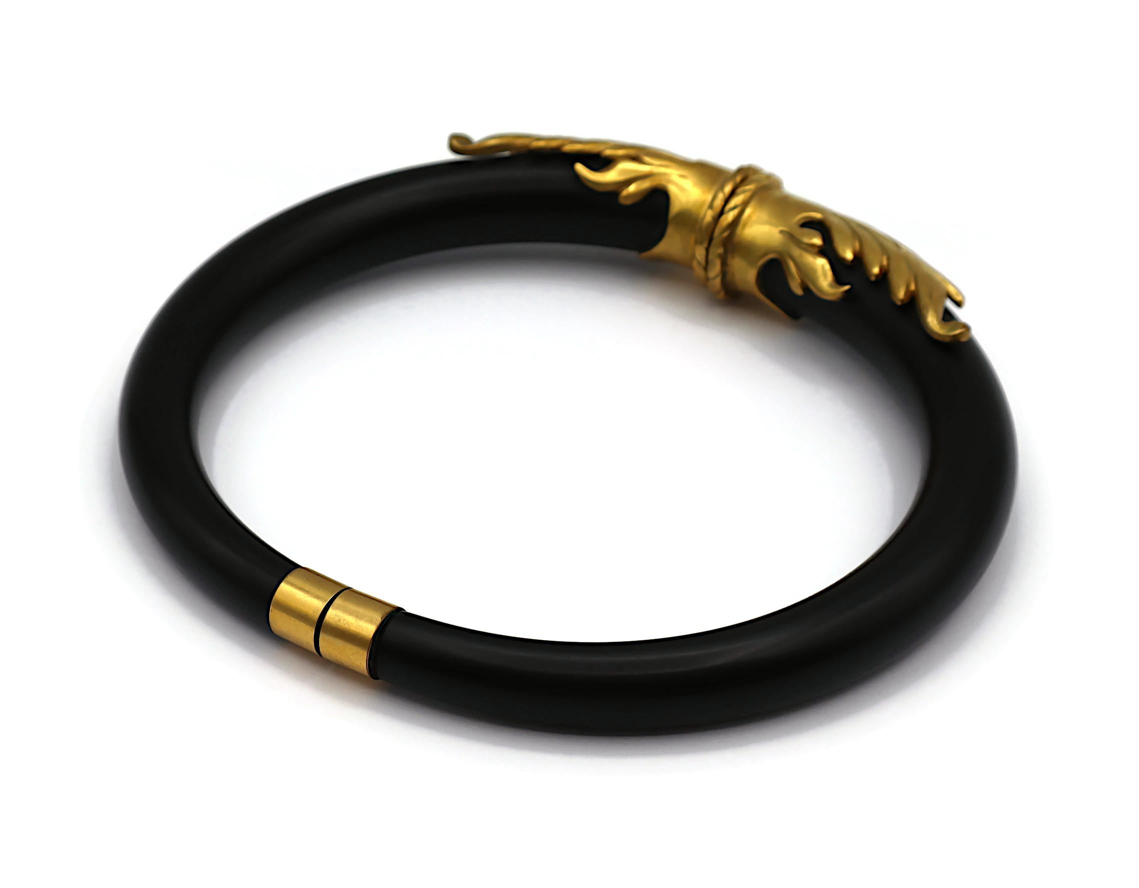 French Vintage Black Resin Gold Tone Choker Necklace For Sale 5