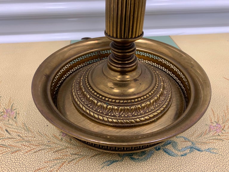 French Vintage Bouillotte Brass Table Lamp with Metal Shade In Good Condition In West Hartford, CT