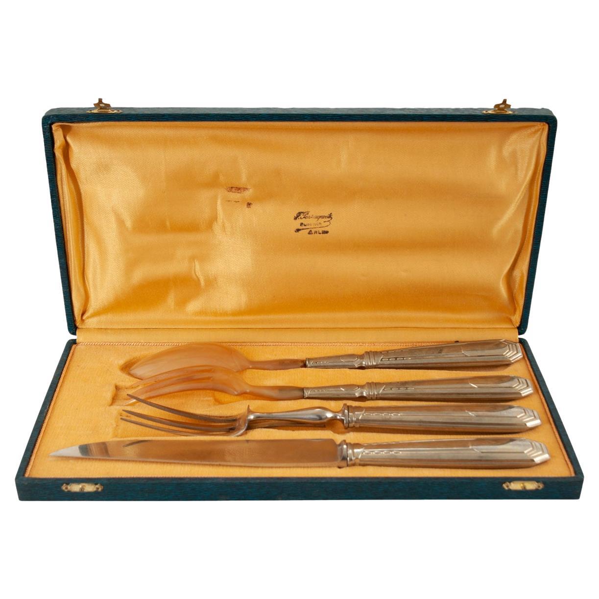 French Vintage Box of Serving Utensils For Sale