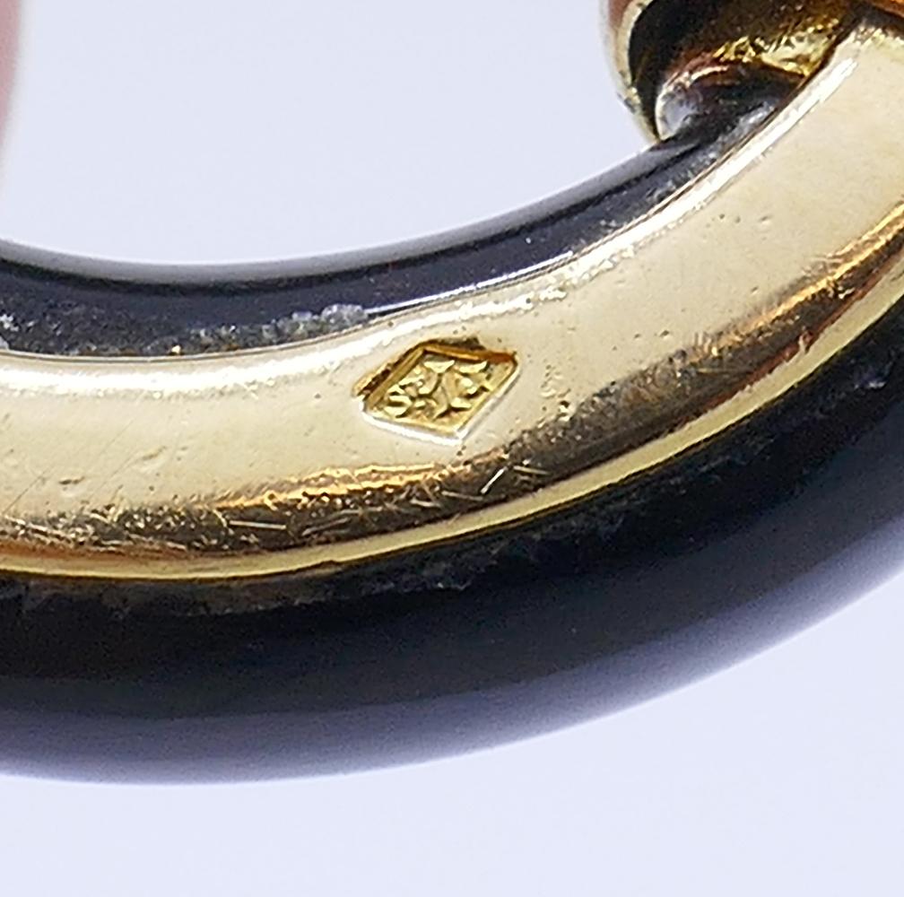 Women's French Vintage Bracelet Atelier Janca 18k Gold Diamond Coral Black Onyx Jewelry