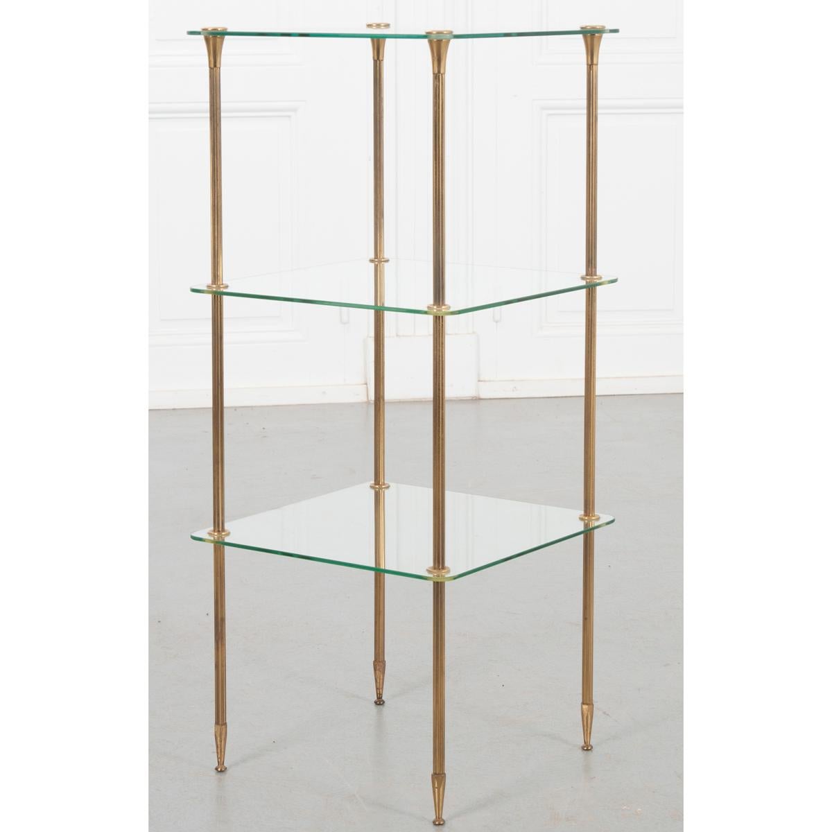 Other French Vintage Brass and Glass Etagere