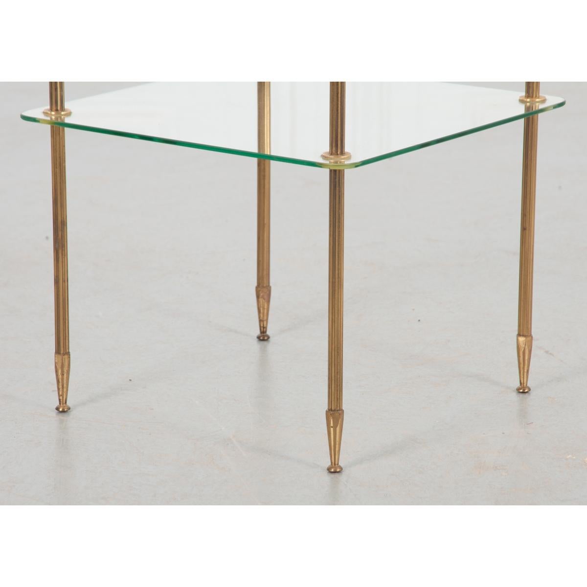 Metalwork French Vintage Brass and Glass Etagere