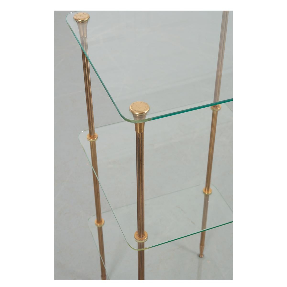French Vintage Brass and Glass Etagere 1