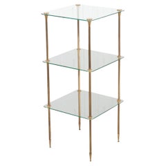 French Antique Brass and Glass Etagere 
