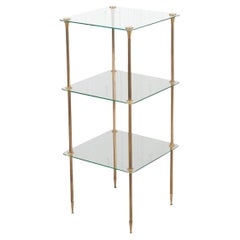 French Vintage Brass and Glass Etagere