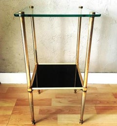 French Vintage Brass and Glass Side Table, 1960s