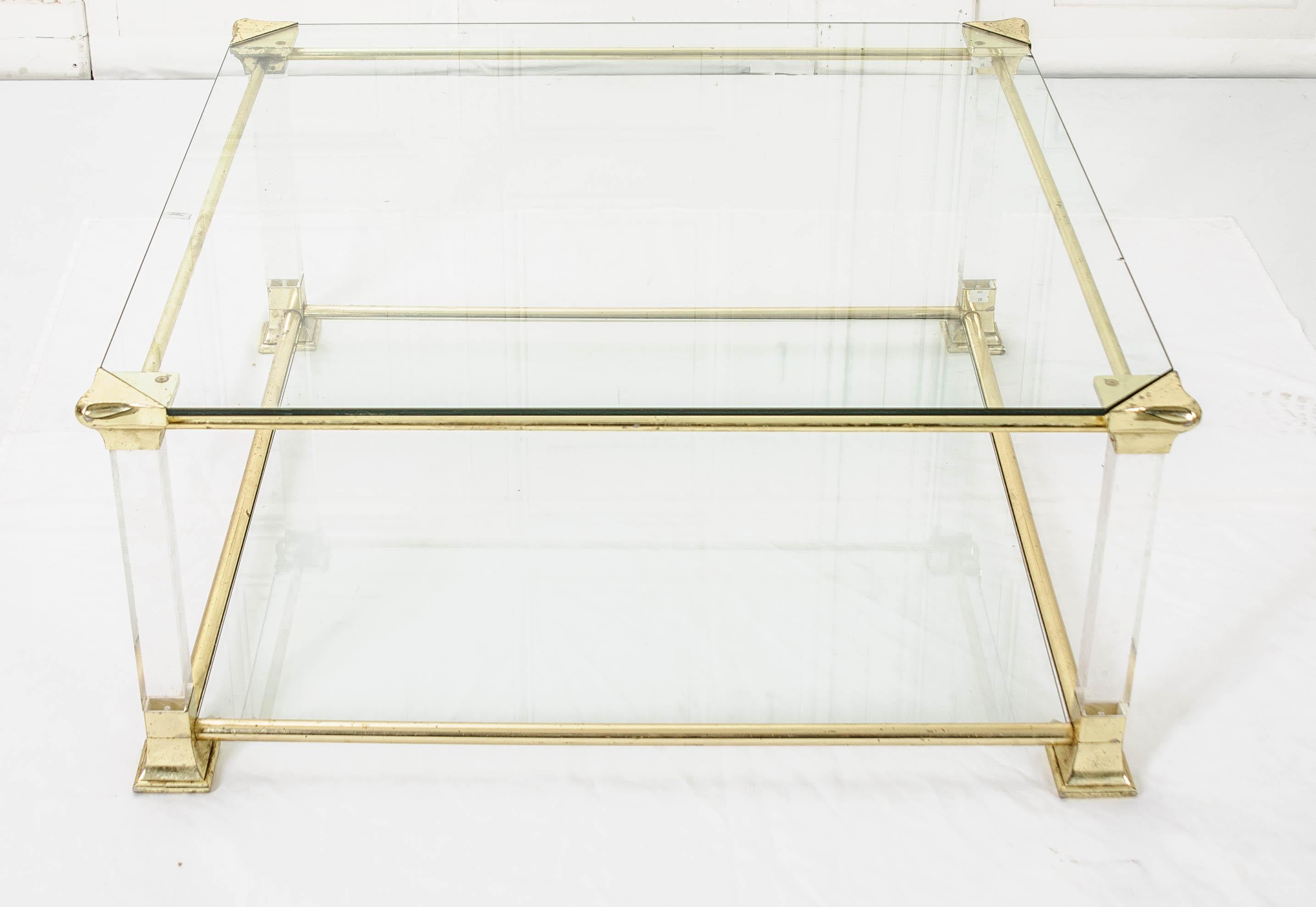 square brass glass coffee table