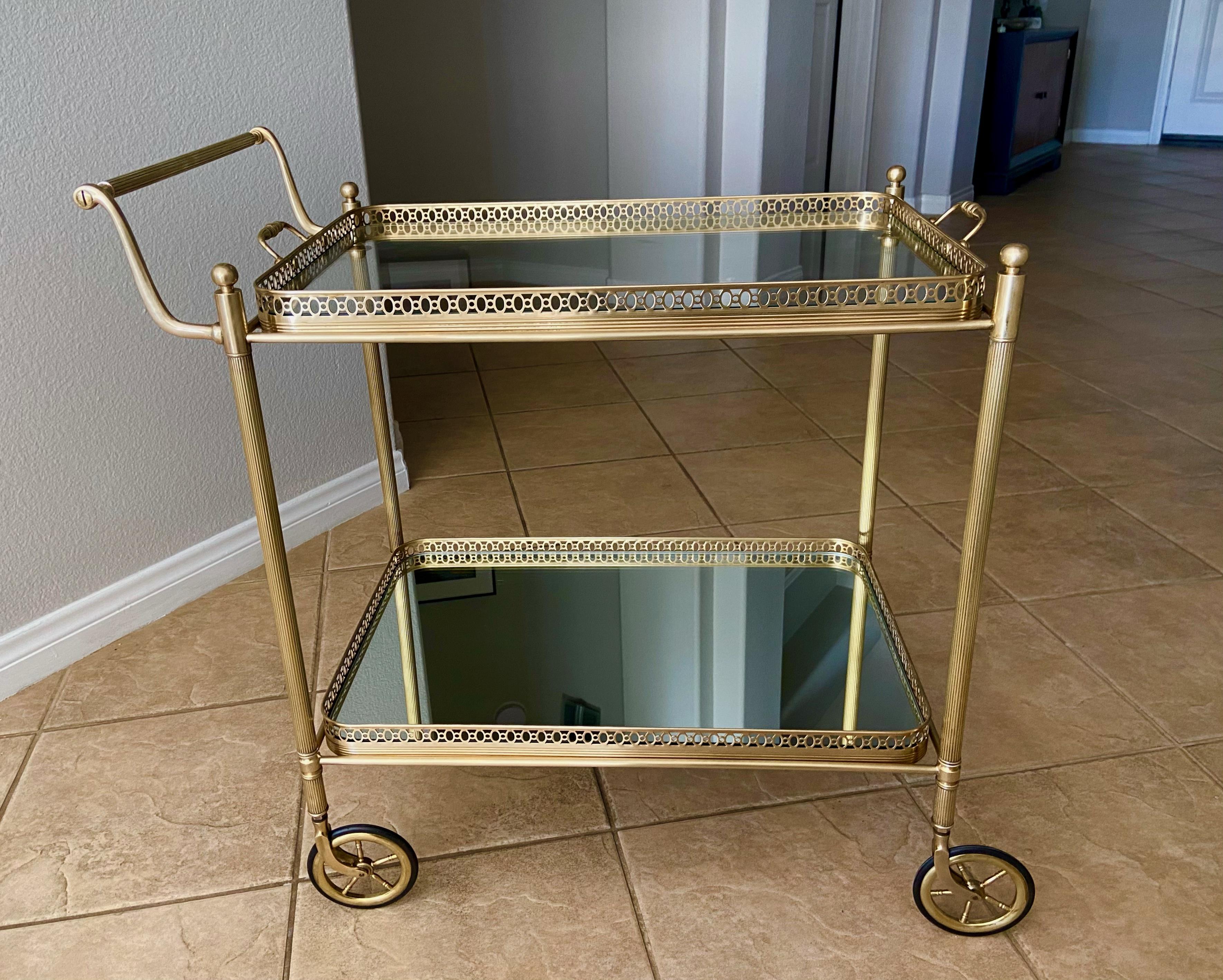 Mid-20th Century French Vintage Brass Bar Cart
