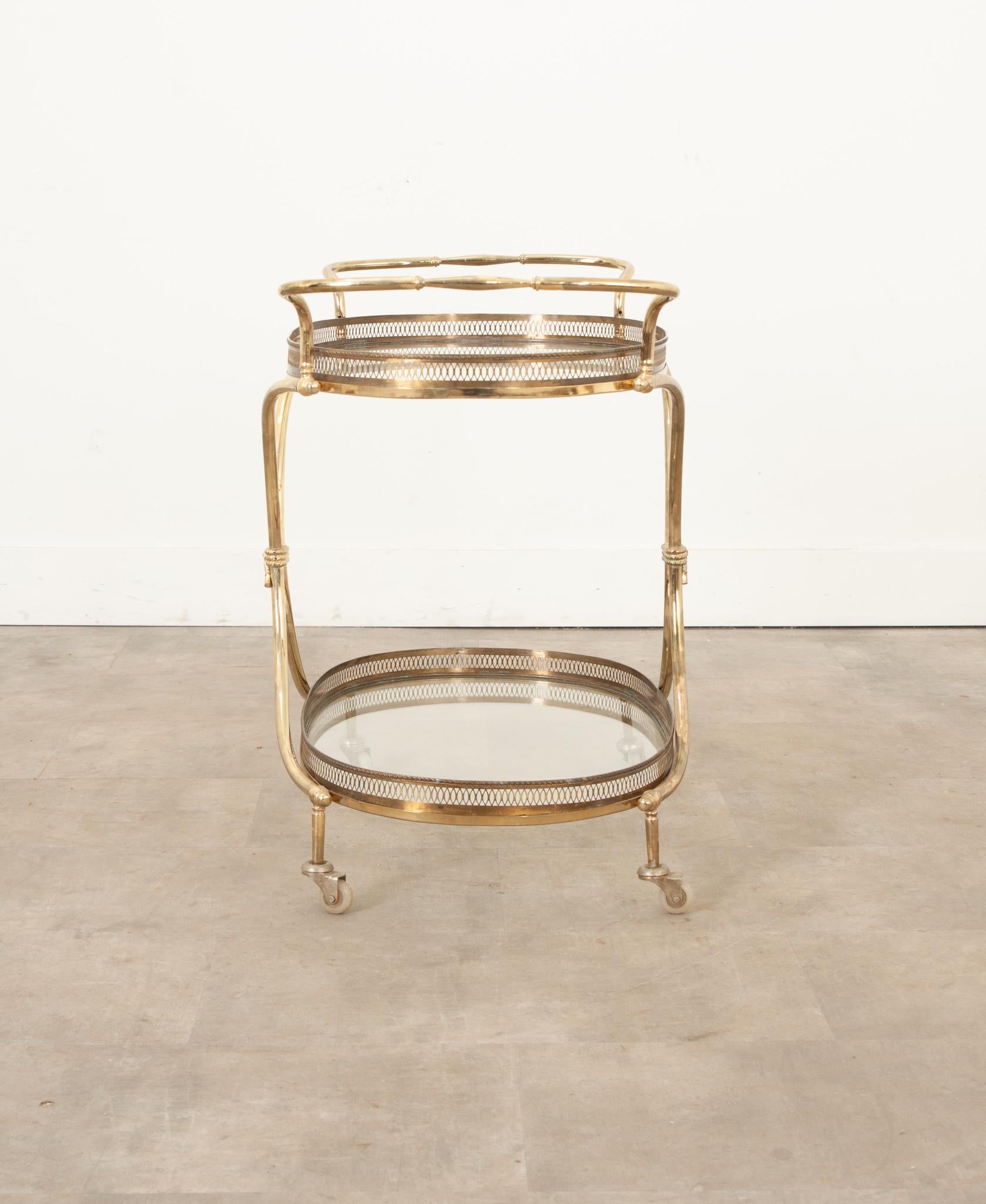 French Vintage Brass Bar Cart or Trolley 4