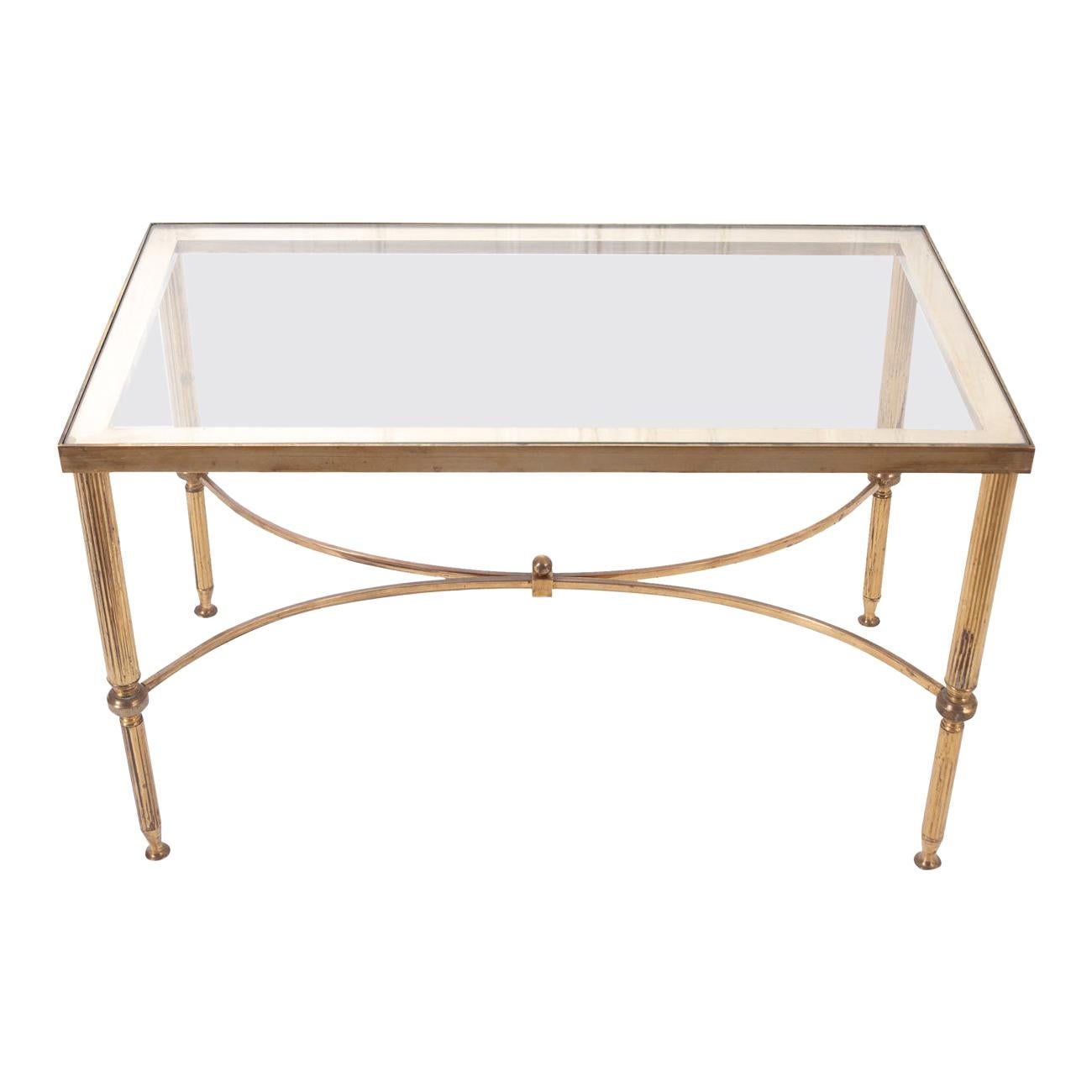 French Vintage Lucite and Brass Cocktail Table at 1stDibs