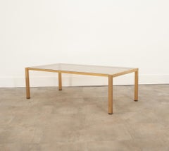 Tavolino da caffè francese vintage in ottone e vetro