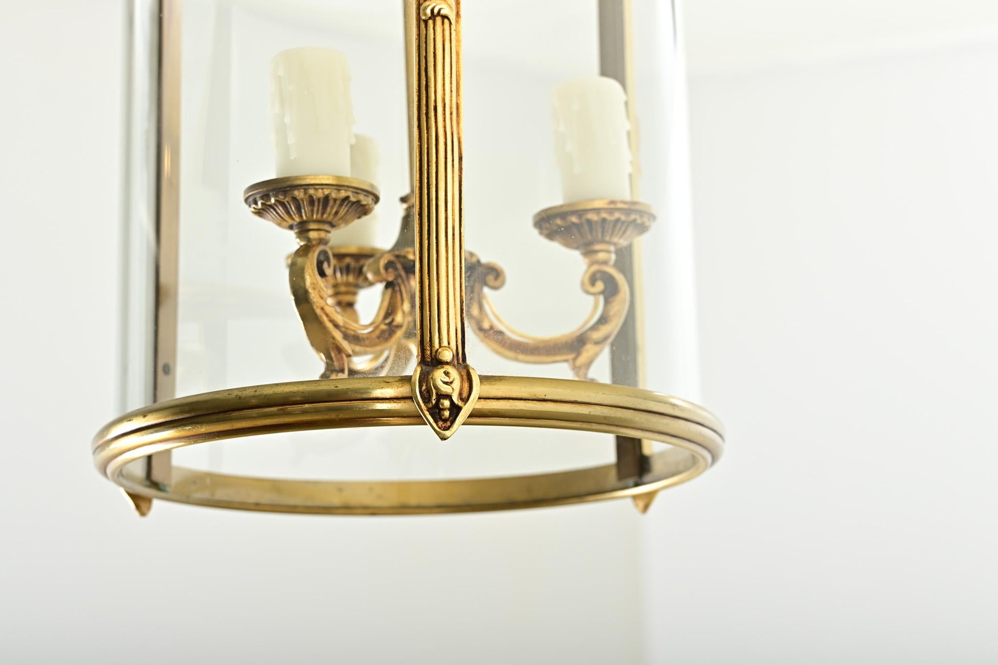 Lanterna francese d'epoca in ottone e vetro A. Hall in vendita 2