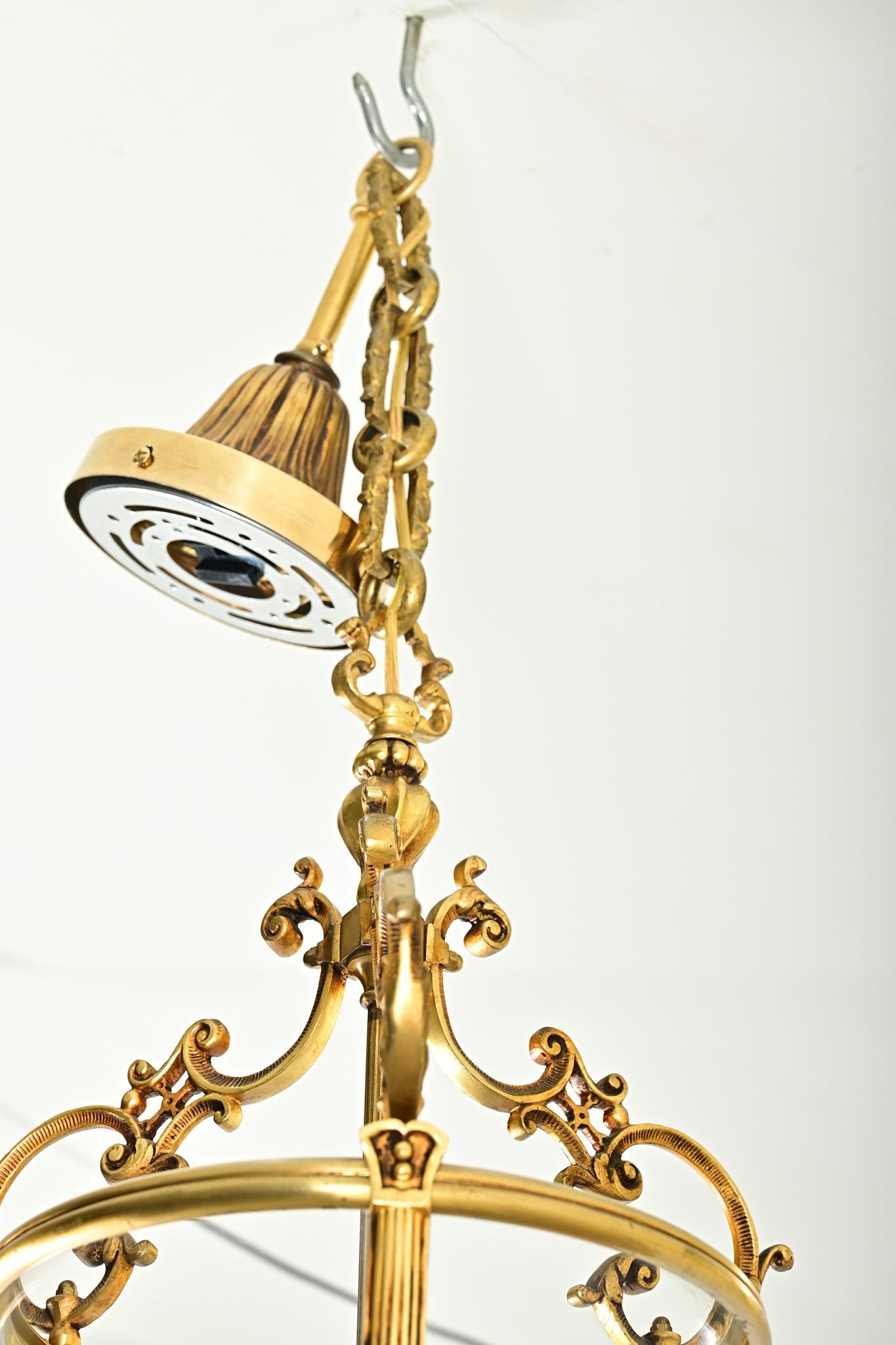 XX secolo Lanterna francese d'epoca in ottone e vetro A. Hall in vendita