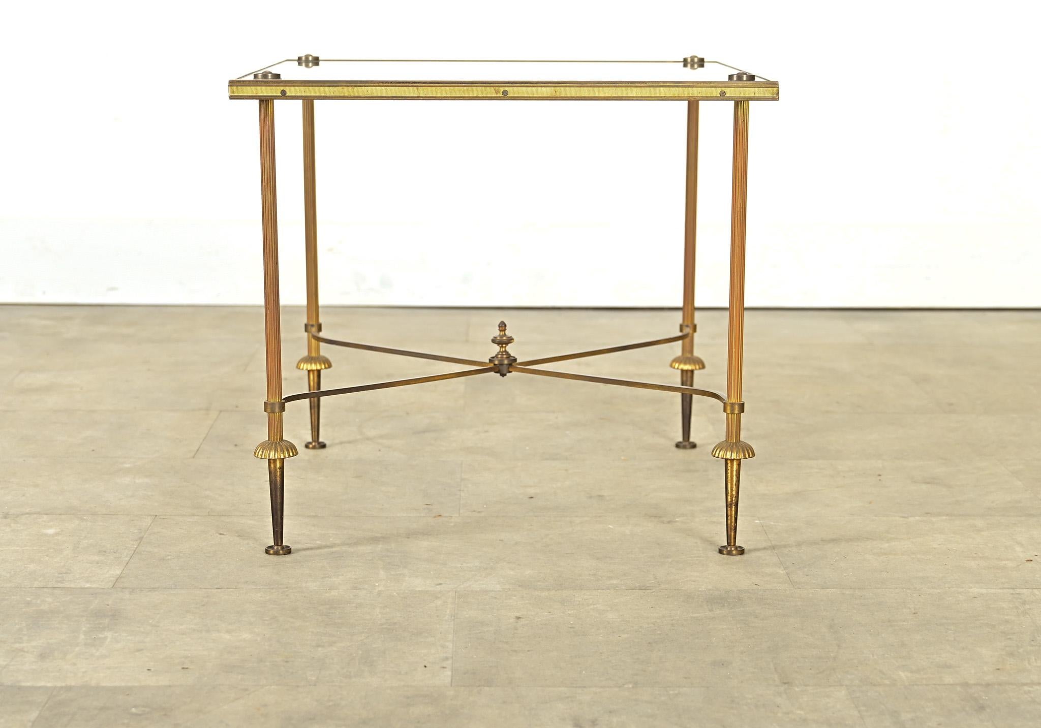 French Vintage Brass & Glass Low Table For Sale 4