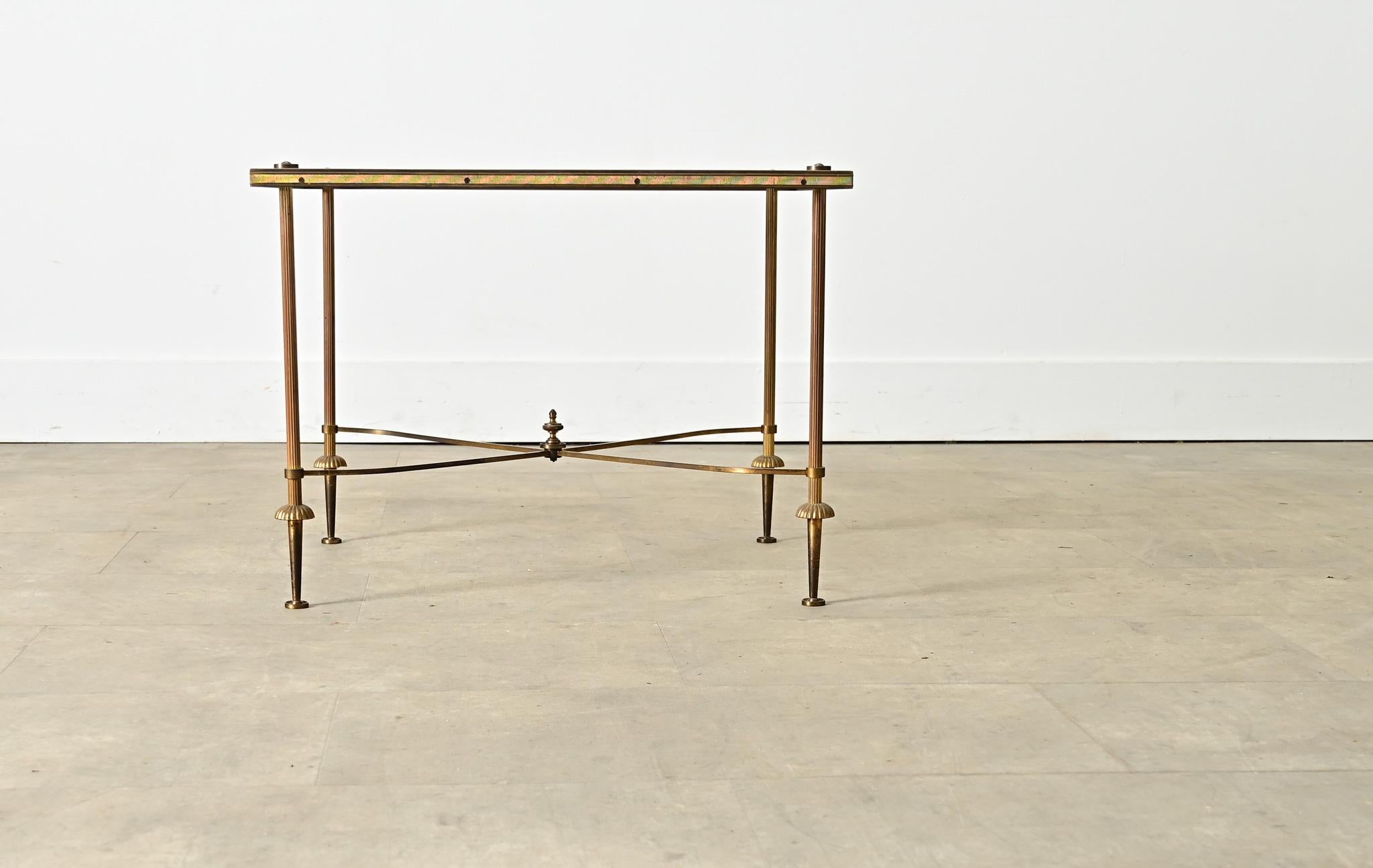 French Vintage Brass & Glass Low Table For Sale 2