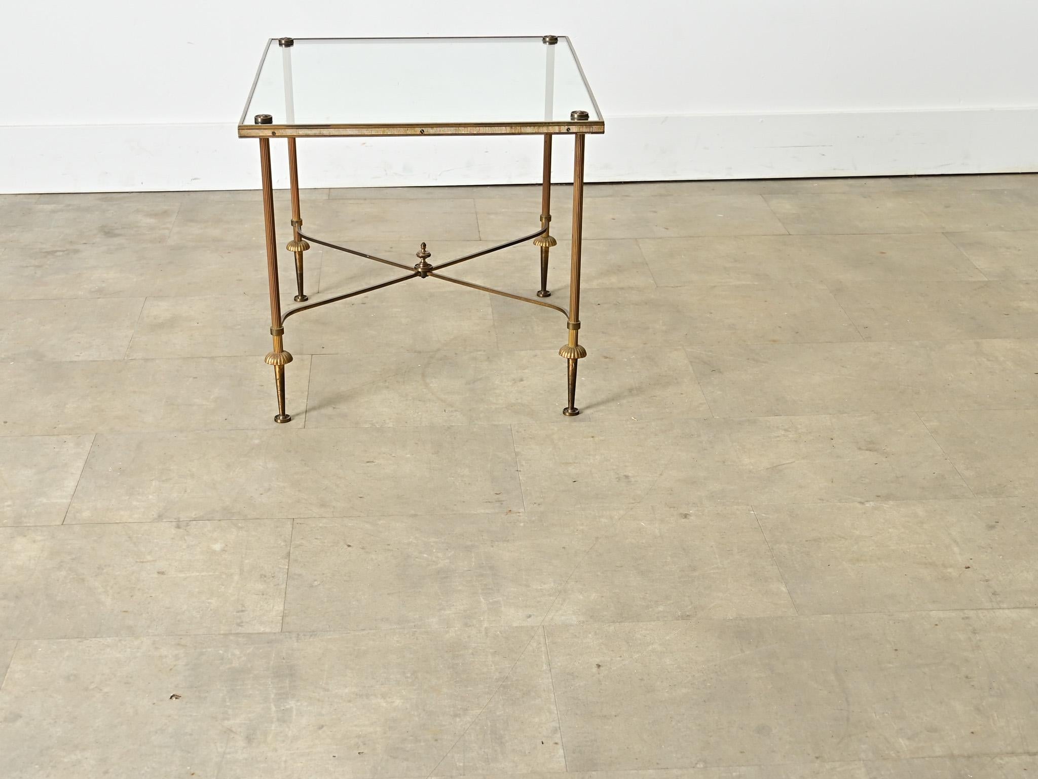 French Vintage Brass & Glass Low Table For Sale 3