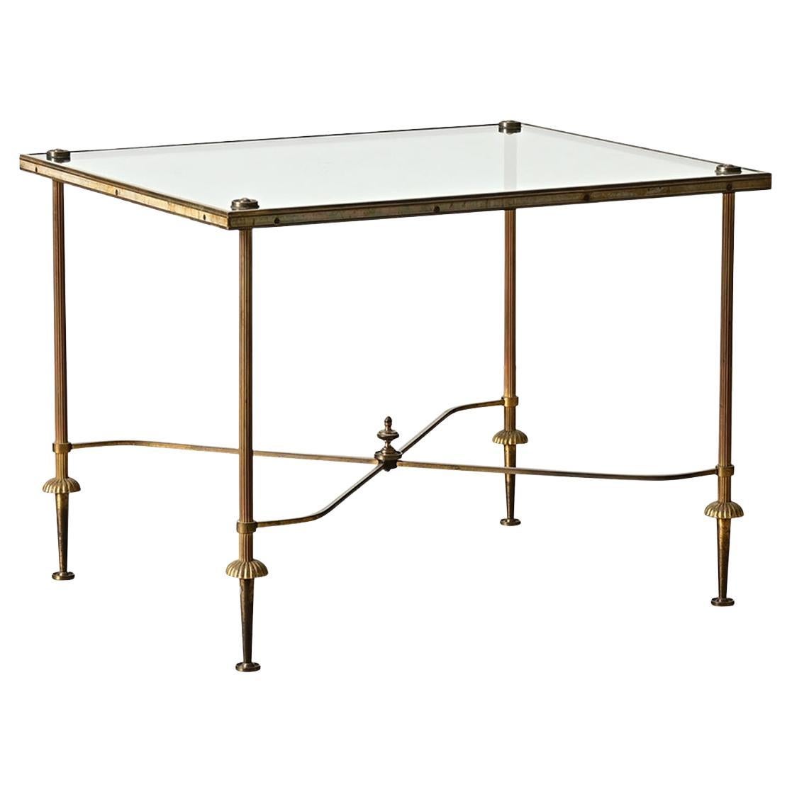 Französisch Vintage Messing & Glas niedrigen Tisch
