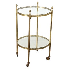French Vintage Brass & Glass Tiered Table