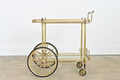 French Vintage Brass & Glass Trolley Serving Cart