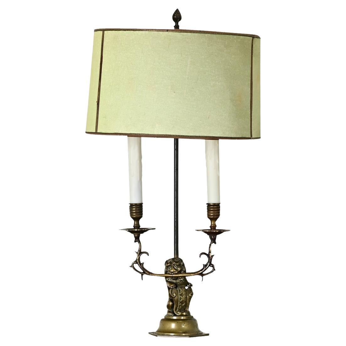 French Vintage Brass Lion Lamp