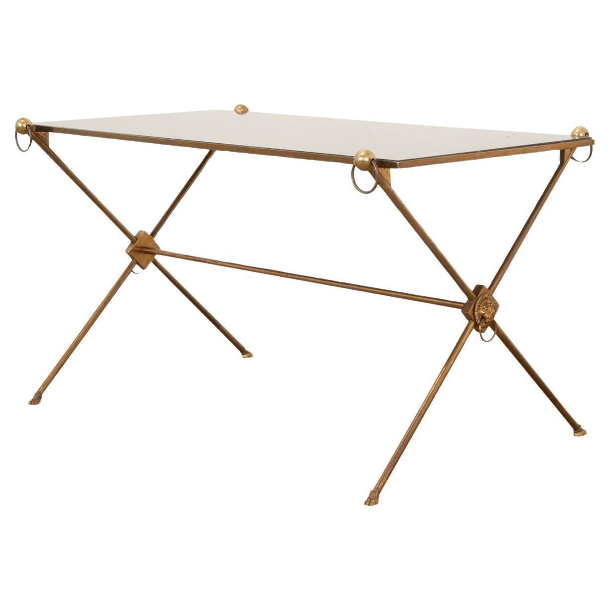 French Vintage Brass & Marble Cocktail Table