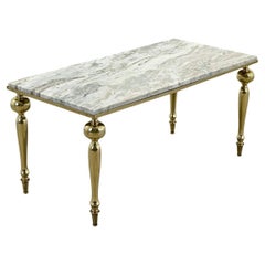 French Vintage Brass & Marble Coffee Table