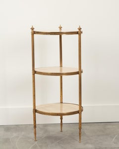 French Vintage Brass & Marble Tier Table