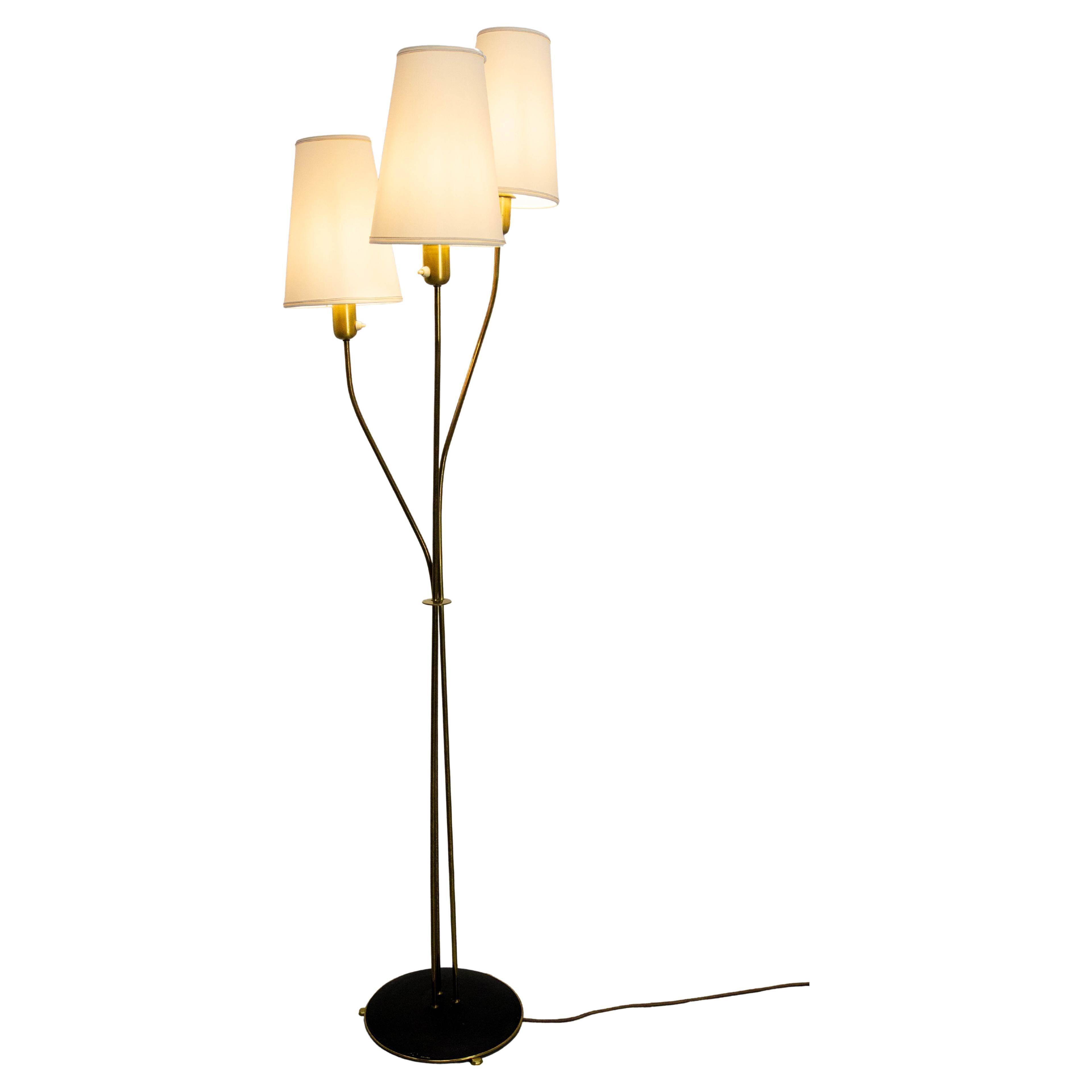 CIRCA - Lampadaire Vintage en laiton et métal - Midcentury - Trois lampes - circa 1950