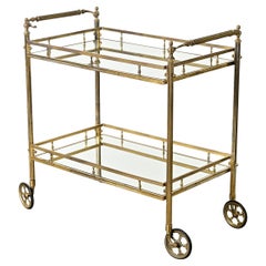 French Vintage Brass & Mirror Trolley
