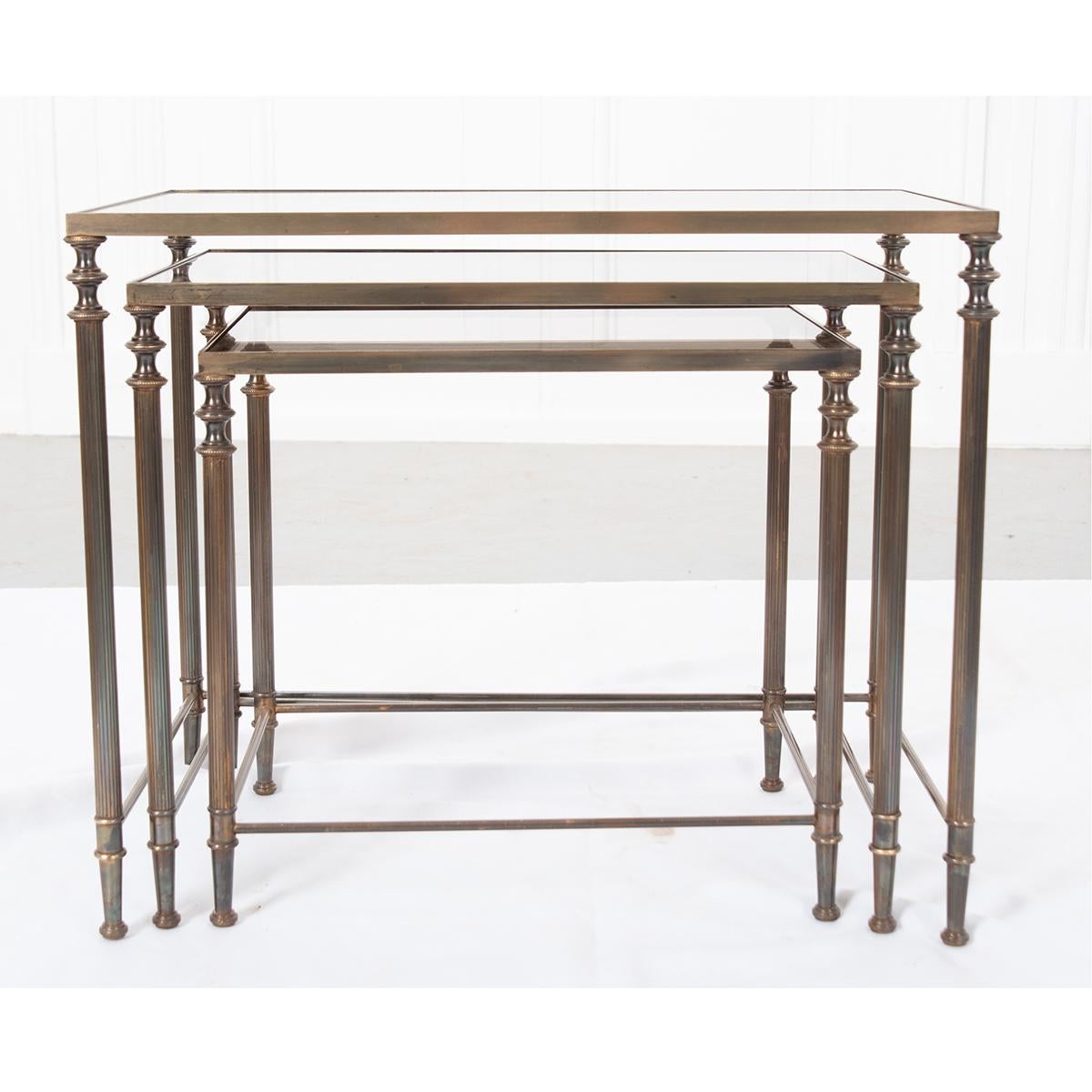 20th Century French Vintage Brass Nesting Tables For Sale