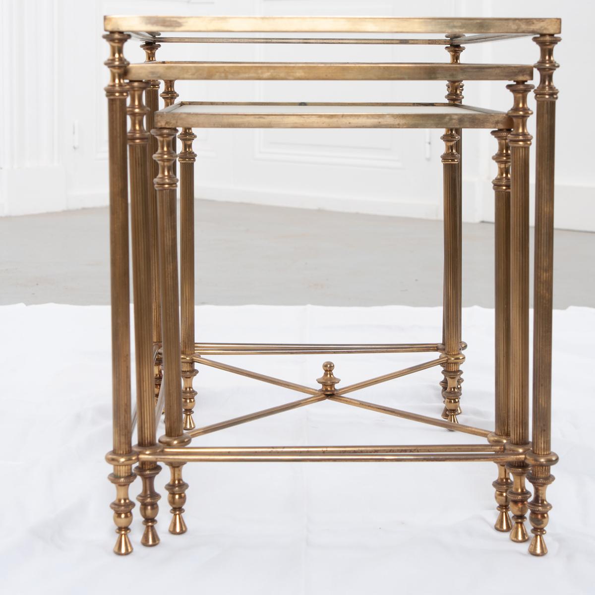 20th Century French Vintage Brass Nesting Tables