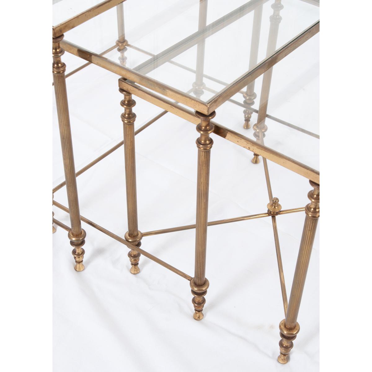 French Vintage Brass Nesting Tables 1