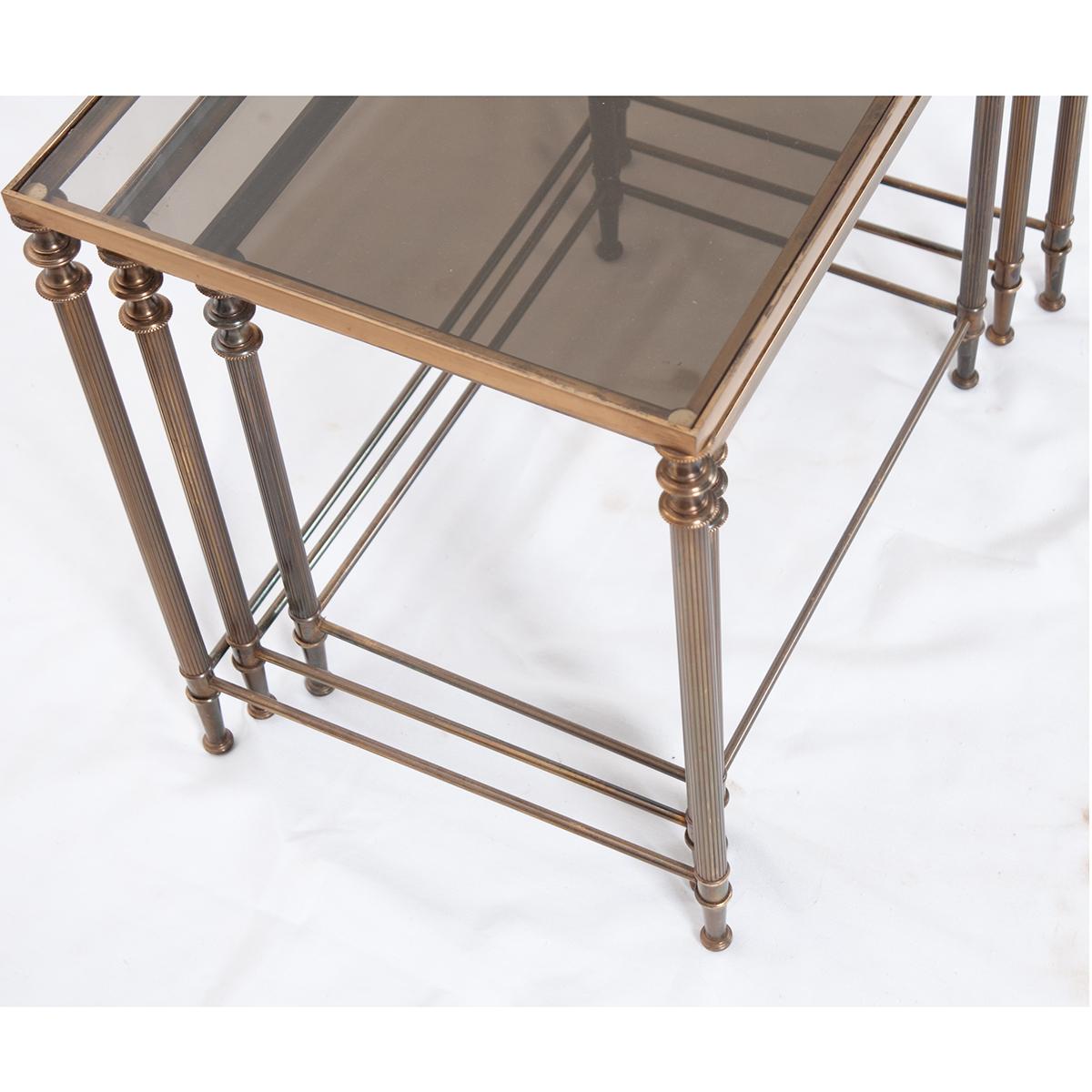 French Vintage Brass Nesting Tables For Sale 2